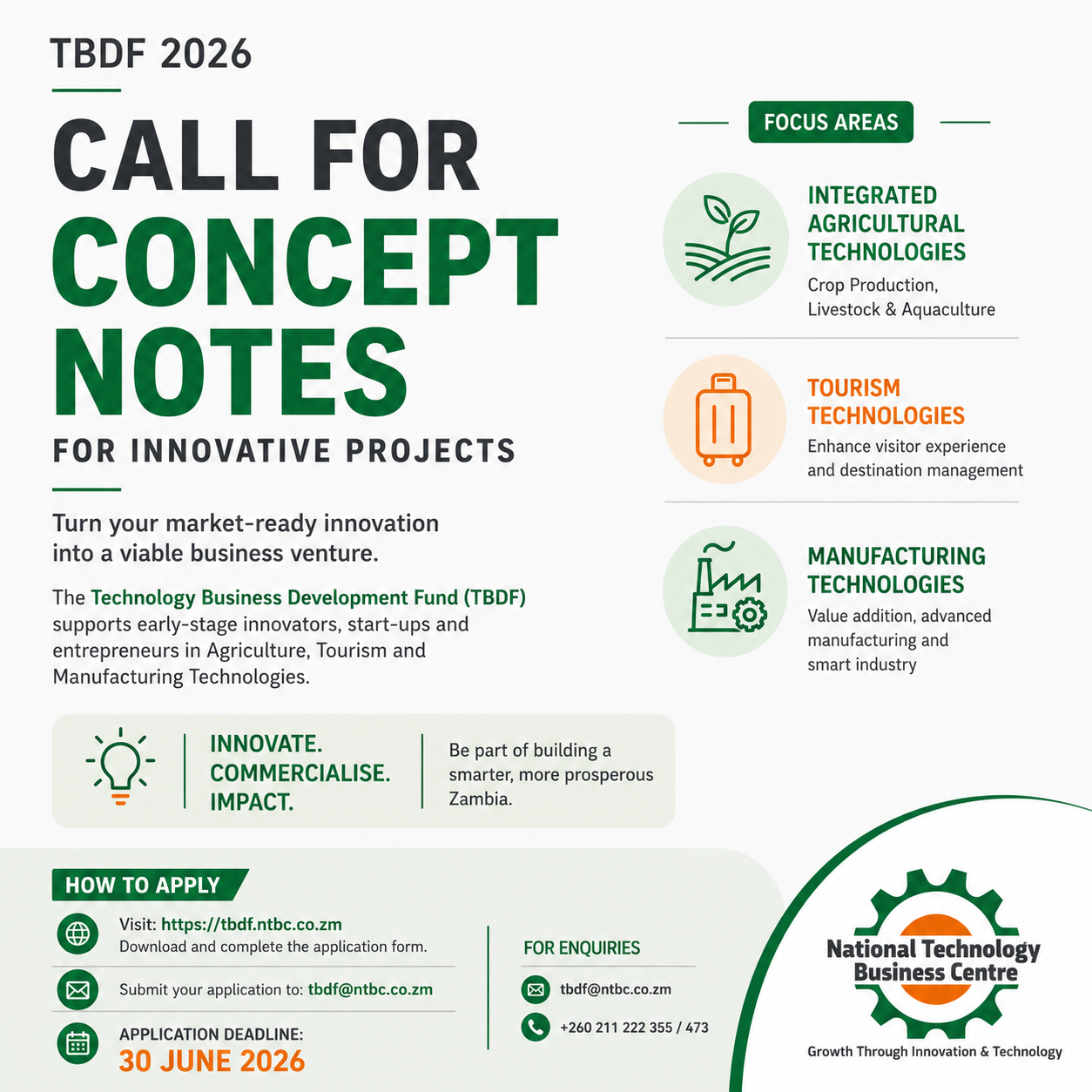 NTBC Zambia Opens Applications for Technology Business Development Fund ...